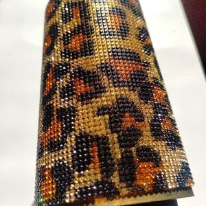 Crystal Cheetah Print Wrist Cuff, NEW, Adjustable, 5.5' Long